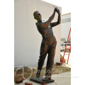 outdoor garden decoration metal craft life size golf bronce estatua for sale